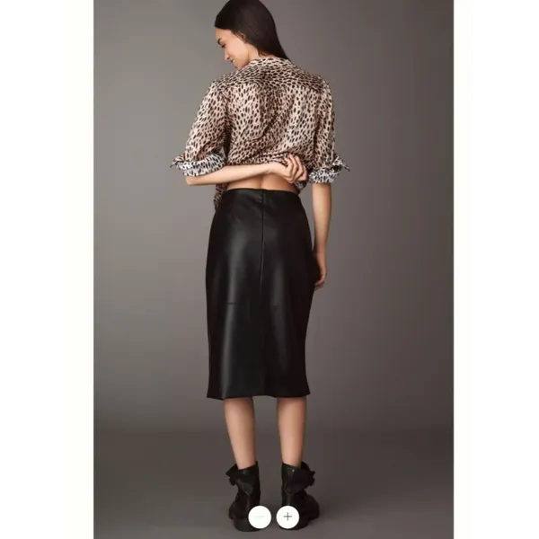 Anthropologie Maeve Faux Leather Wrap Midi Skirt - Image 3
