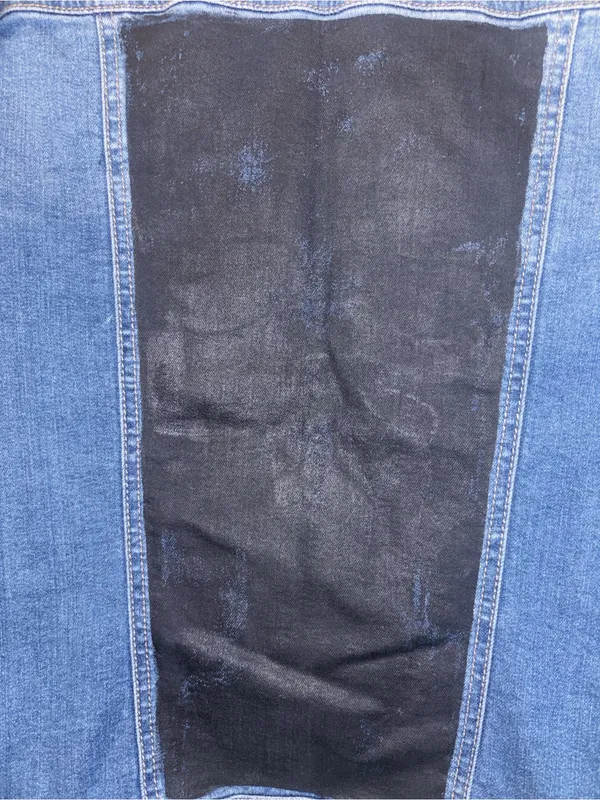 Market & Spruce Blue Denim Jacket With Black Painted Panel On Back Of Jacket Sm - Image 6