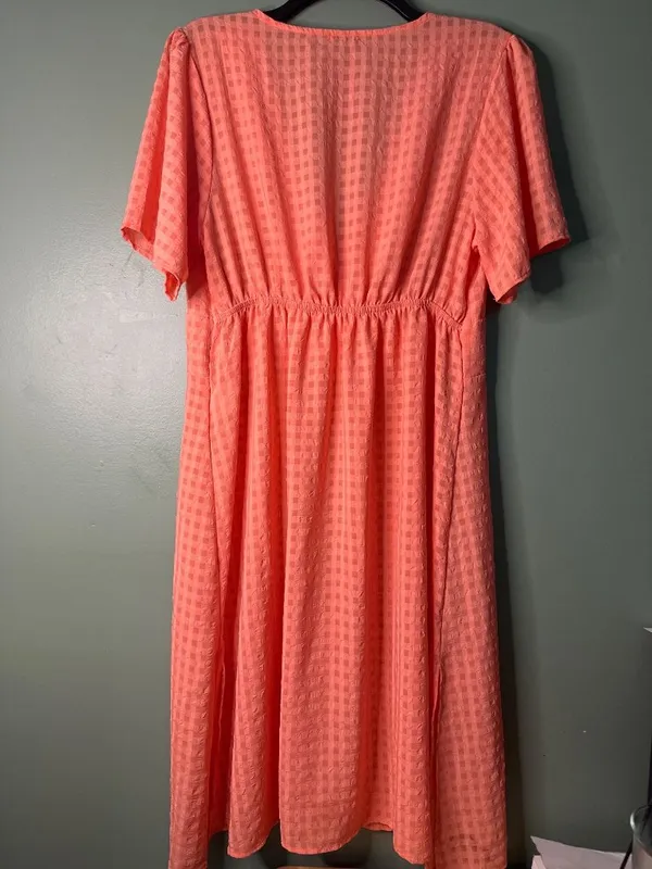 NEW Tomany Women's Size L Coral Swim Cover Up Maxi Dress Semi Sheer Beach Resort - Image 8