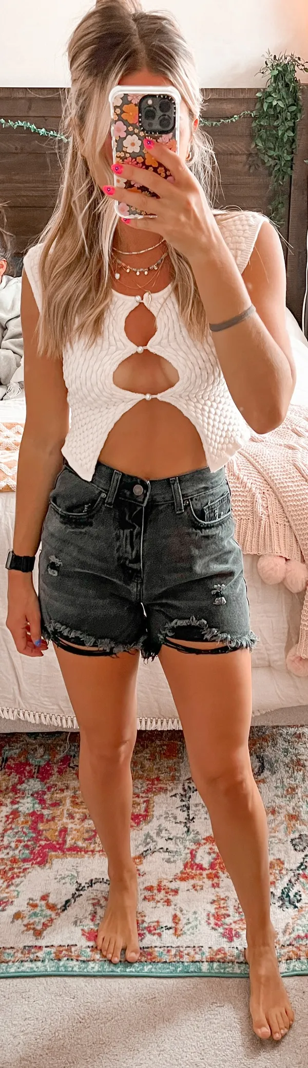 Forever 21 Black High Waisted Distressed Jean Shorts - Image 2