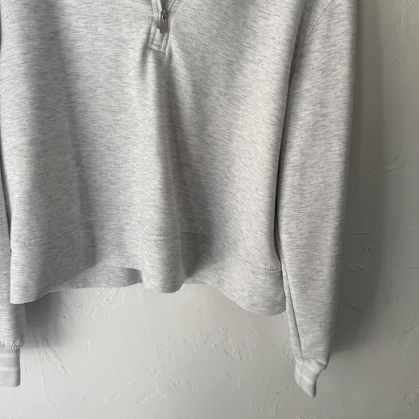Athletic Works Womens Light Heather Gray Quarter‎ Zip Pullover Sweatshirt - Image 3