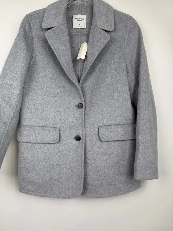 Abercrombie & Fitch Gray Heavy-weight Wool Blend Blazer Coat Size Medium NWT - Image 3