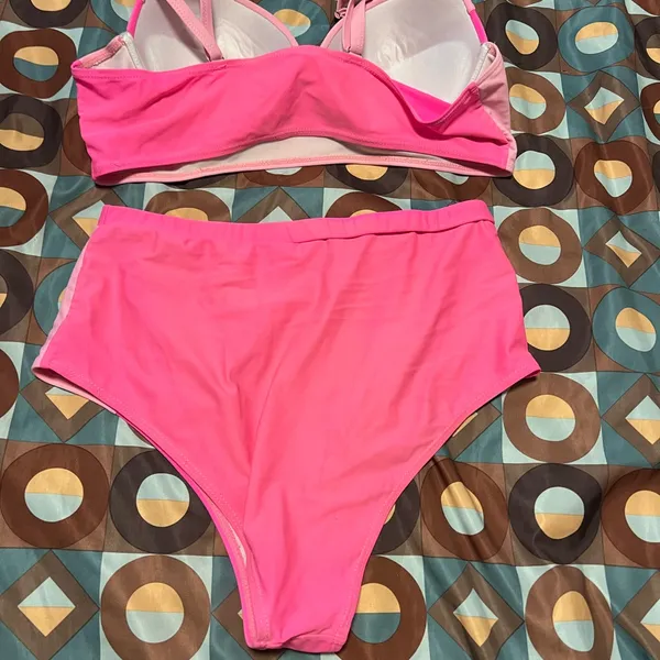 Light Pink pink block pattern LG Bikini Set - Image 2