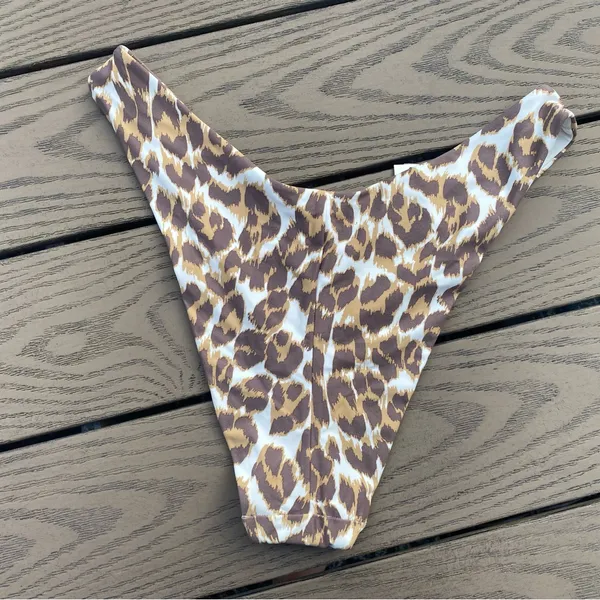 NWT aerie large bikini cheetah print brown high cut swim bottom - Image 6