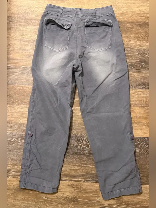Free People High Rise Acid Wash Utility Pants Size 2 Grey Roll Tab OB1962140 - Image 2