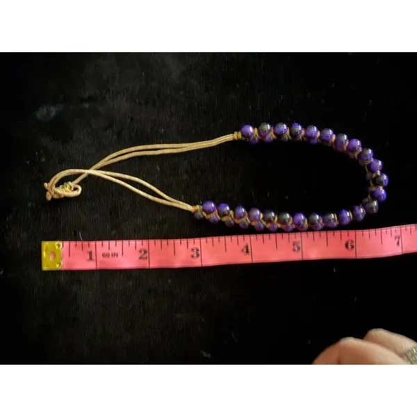 Purple Cat's Eye Glass Double Row Shamballa Bracelet - Color Shift - Image 5