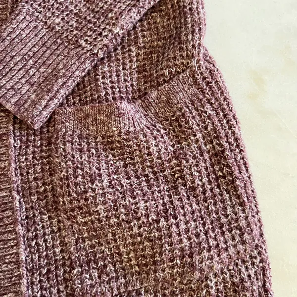 Abercrombie Fitch Women's Hooded Cardigan Sweater‎ Mauve Speckled Knit Size S - Image 4