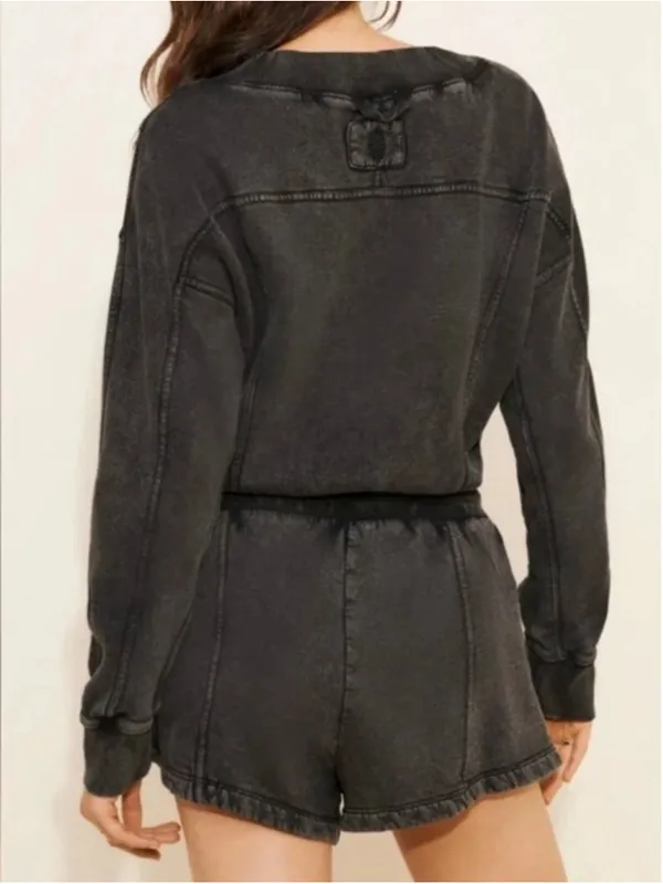 Free People Movement Grey Intercept Romper Lounge Comfort Size M (oversized) - Image 10