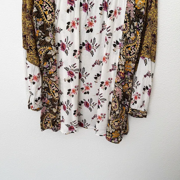 [Jane & Delancey] Mixed Floral Print Button Down Oversized Boho Blouse Sz Large - Image 6