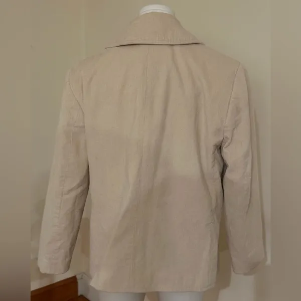 Ralph Lauren Cream Corduroy Double Breasted Pea Coat Jacket Sz M 100% Cotton. - Image 3
