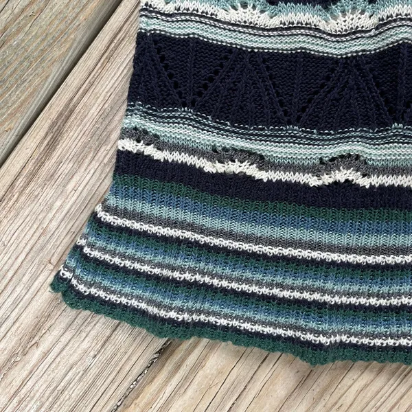 Say What? USA Women's Vintage Y2K Green/Blue Striped Knit Tank Top Size S - Image 3