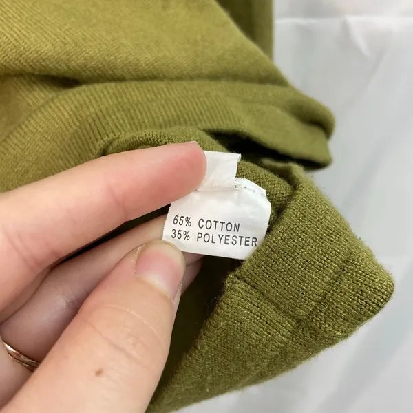 Women's green crewneck soft knit striped cotton blend grunge y2k‎ sweater small - Image 5
