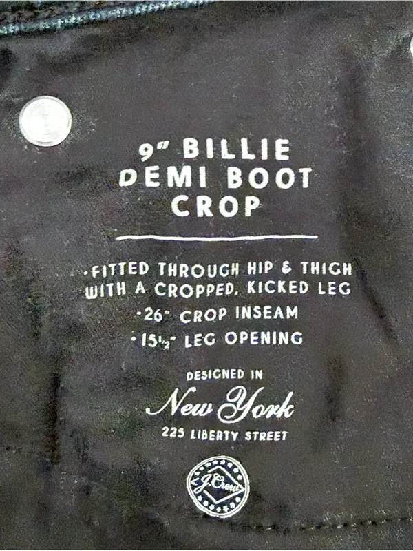 J Crew Washed Out Black Raw Hem Button Fly 9” Billie Demi Boot Cut Crop Jeans 27 - Image 8