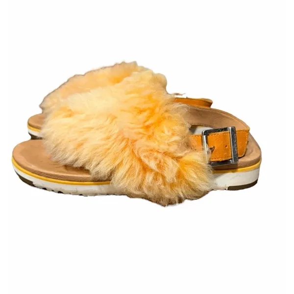 Ugg Holly‎ Fluffy Fur Orange Zinnia Slingback Thong Sandals Women'S Size 8.5 - Image 2