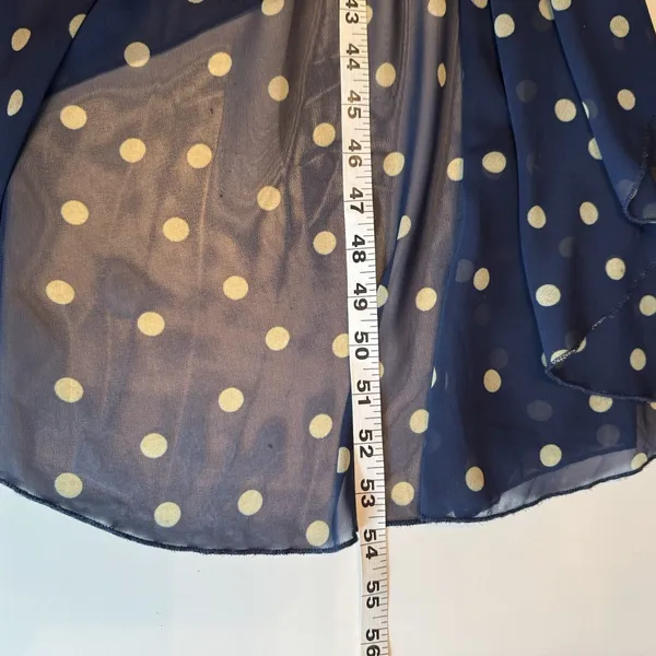 Akira Chicago Polka Dot Chiffon Hi-Lo Dress S Navy Sleeveless Nautical Old Money - Image 12