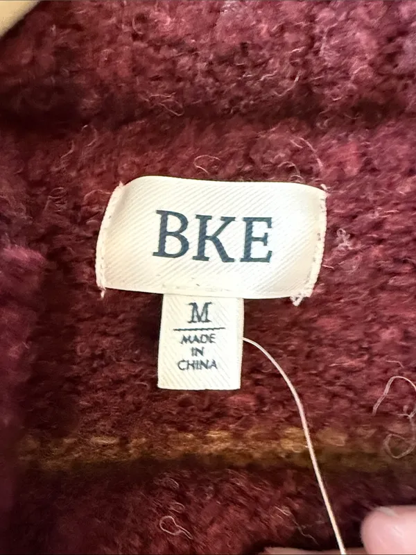 BKE Oversized Fuzzy Burgundy Stripe Cowlneck Sweater Med NWT GRANOLA GOBLINCORE - Image 5