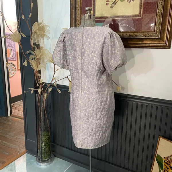 NWT Greylin Cali Jacquard Silk Blend Puff Sleeve Mini Dress Lavender L🧡🎀 - Image 9