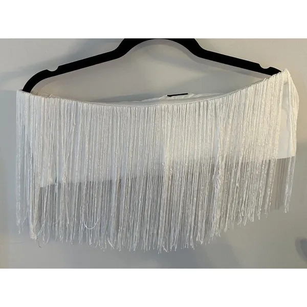Acoa Skirt & Crop Top Set White Fringed Size Large NEW Nashville Bride Bach - Image 2