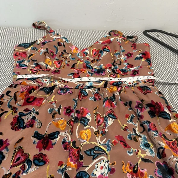 Flounced Floral Burnout Velvet Jumpsuit Size 8 - Image 9