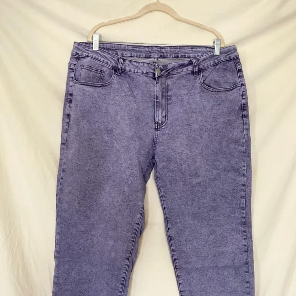 Purple Acid Wash Plus Size Jeans Size 4XL - Image 2
