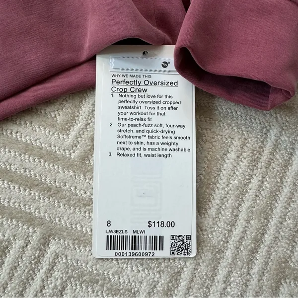 NWT Lululemon Perfectly Oversized Cropped Crew Softstreme Mulled Wine - Image 9