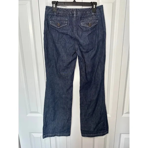 Ann Taylor Dark Wash Bootcut Jeans Womens 6 Stretch Denim High Rise Flare Cotton - Image 3