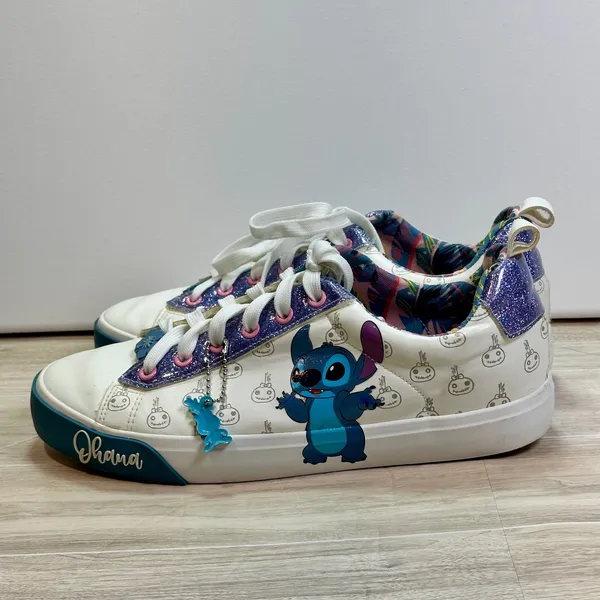 Disney Ground Up Lilo and Stitch Scrump Ohana White Glitter Sneakers Womens 9 - Image 8