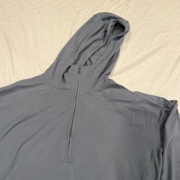 Lululemon Warm Stabilizer 1/2 Zip Hoodie 10 women blue charcoal - Image 4