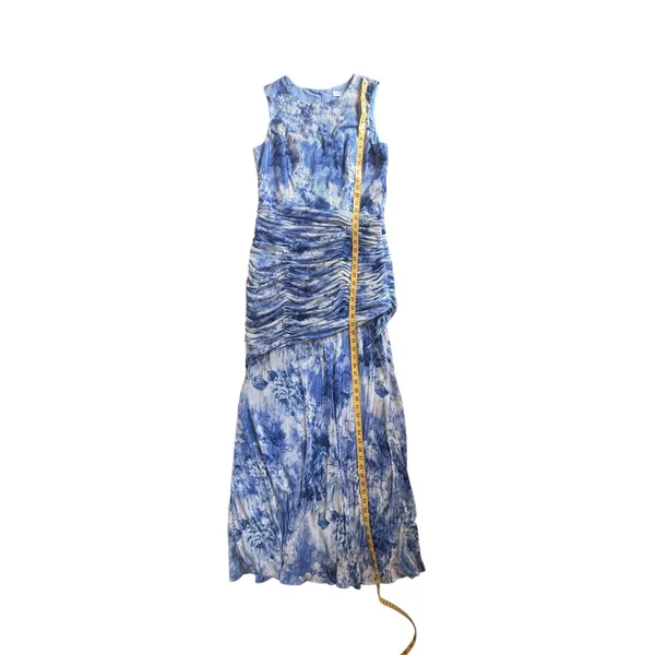 Dress The Population Violetta Maxi Dress XL Blue Floral‎ Pleated Ruched Wedding - Image 13