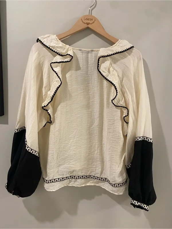 Zara - Boho Tassel Peasant Blouse - Size Medium - Image 5