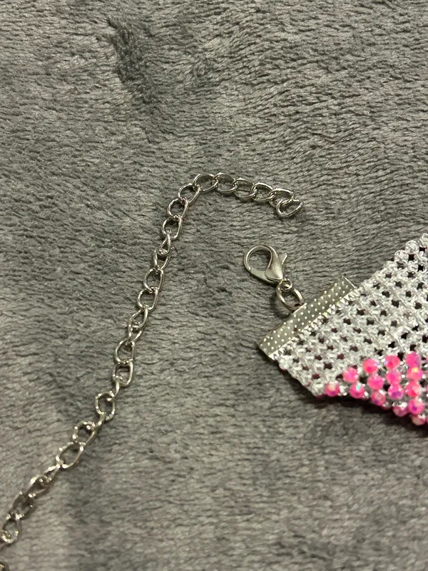 SheIn NWOT Rhinestone Detail Metallic Open Back Pink Top - Image 7