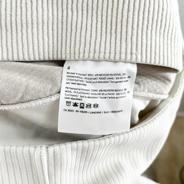 Lululemon Ribbed Softstreme Zip-Leg High-Rise Cropped Pants 25" Bone Cream 4 - Image 3