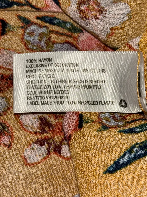 Xhilaration Dress Women’s Size Medium Cold Shoulder Mustard Yellow Floral Rayon - Image 6