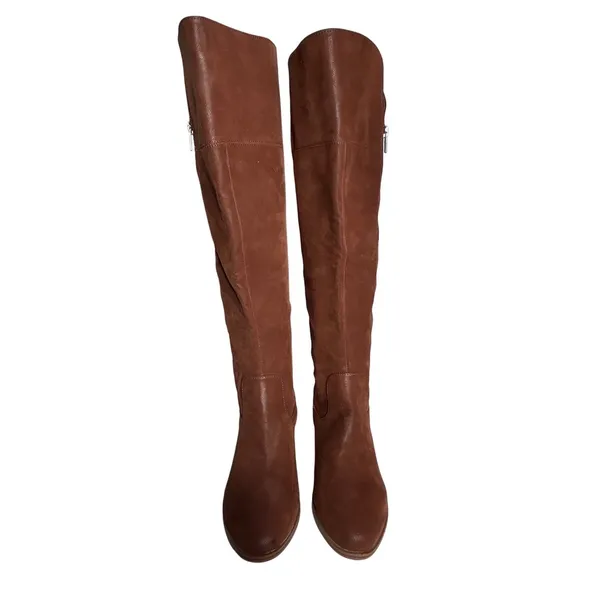 MIA Women's Brown Leather Over the Knee Boots Side Zip‎ Block Heel Size 6 - Image 2