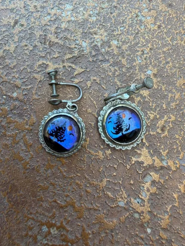 silver and blue spooky whimsical earrings #goth #festival #gorpcore #fairy #disney - Image 3
