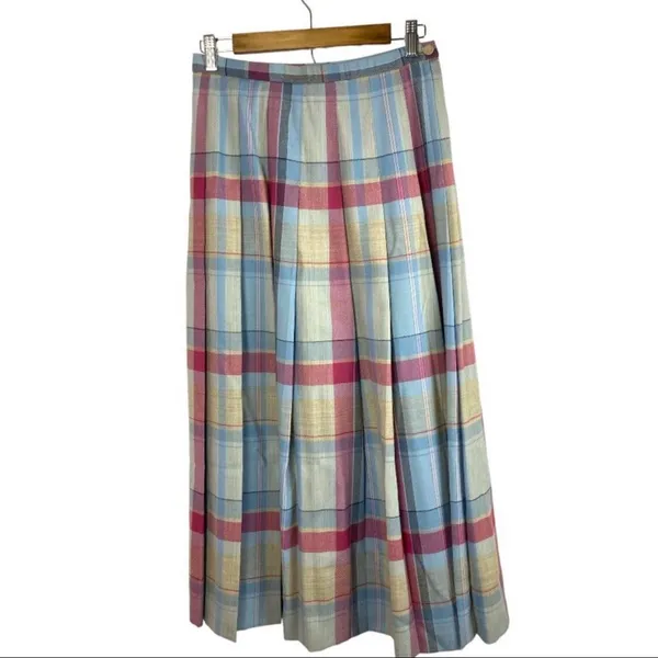 Vintage Pendleton Wool Tartan Plaid Pleated Maxi Skirt Dark Academia Preppy Cottagecore - Image 2