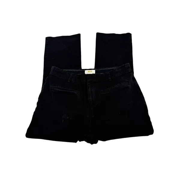 Maeve Anthropologie Black Wide Leg Trousers Pants‎ Size 10 Stretch Cotton Blend - Image 3
