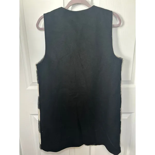 Talbots Buffalo Plaid Vest Faux Fur Sleeveless Outerwear Layering Medium Wool‎ - Image 3