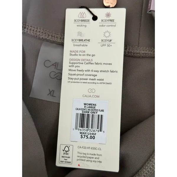 CALIA Pants Women XL NWT Dark Grey Essential‎ Collection Cropped Flare UPF 50+ - Image 8