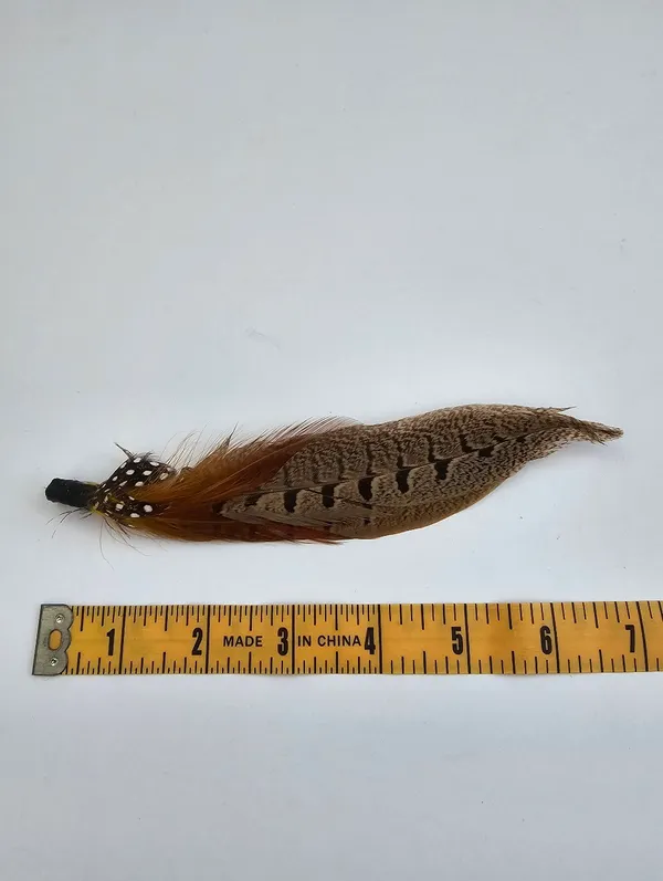 Vintage Clustered Pheasant & Guineafowl Feather Hat Pin Brooch - 7" Lapel - Image 3