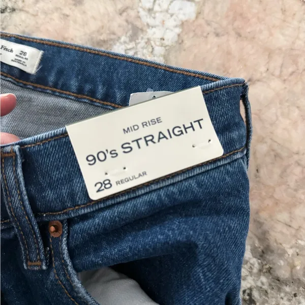 Abercrombie & Fitch Mid Rise 90s Straight Jeans Medium Wash Size 28 Regular - Image 6