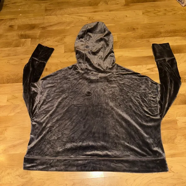 Aerie‎ Offline Velour Hoodie Pullover Top Gray Women's XXL - Image 2
