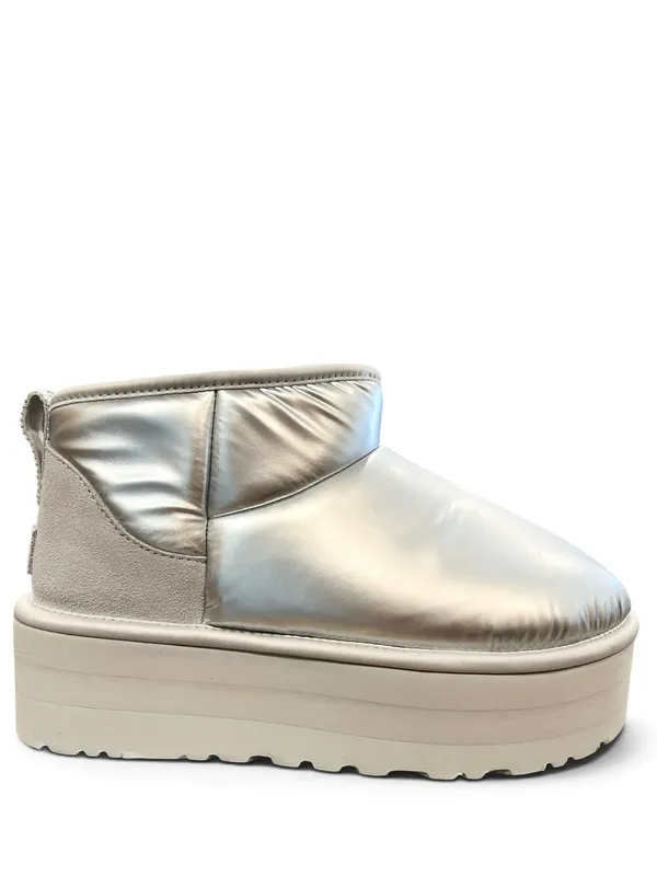 UGG Ultra Mini Platform Hi Shine Silver Boots Women’s 8 NWOB - Image 2