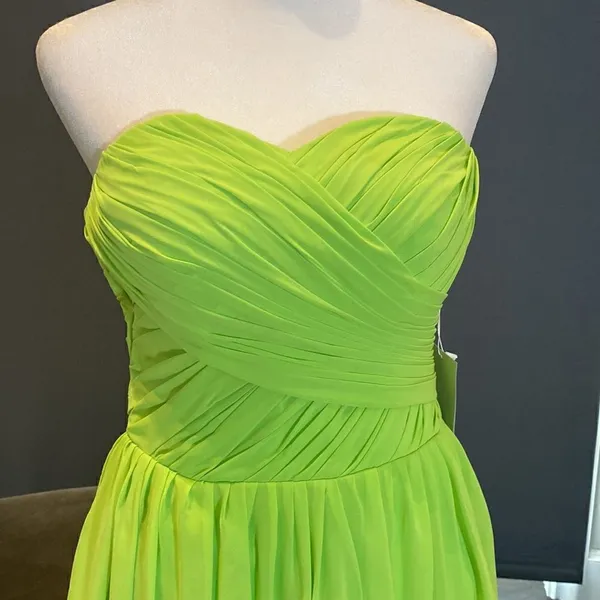 Women’s Lime Green Short Chiffon Prom Party Homecoming Dress Size 8 NWT - Image 2