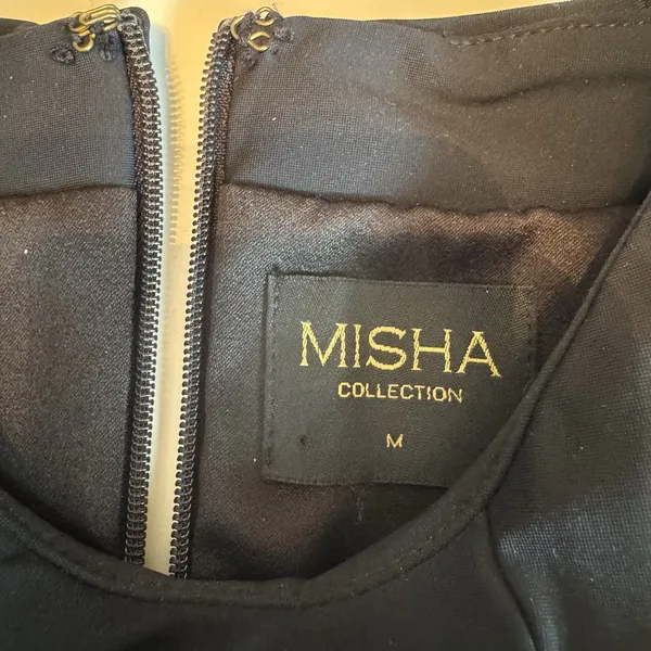 MISHA Collection Black Lace Up Corset Bodysuit Womens Medium High Neck Stretch - Image 10