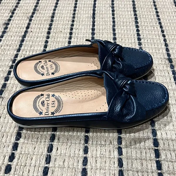 Drivers Club‎ USA California Navy Leather Mules A20 - Image 8