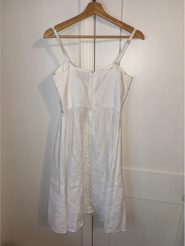 Reformation Velma $198 100% Linen Small White Button-Front Midi Dress Straps - Image 5