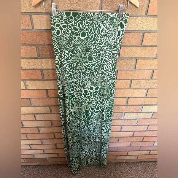 Susana Monaco Green & White Draped Sleeveless Abstract Maxi Dress Sample Piece - Image 2