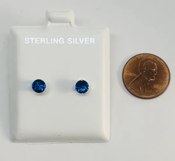 Sterling Silver 925 women girl birthstone stud earrings ❤️ 5mm Birthstone ❤️ aretes de mujer 5mm zirconia ta - Image 3