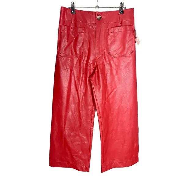 NWT Anthropologie‎ Maeve The Colette Faux Leather Crop Wide-Leg Pants Size 30 - Image 3